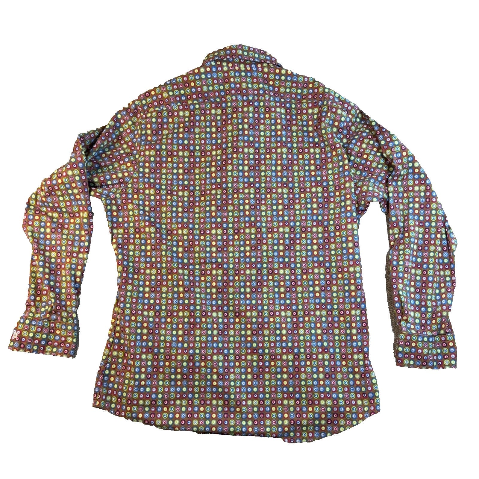Cremieux Premium Denim Men's L Geometric Circle Shirt Retro Mod Psychedelic