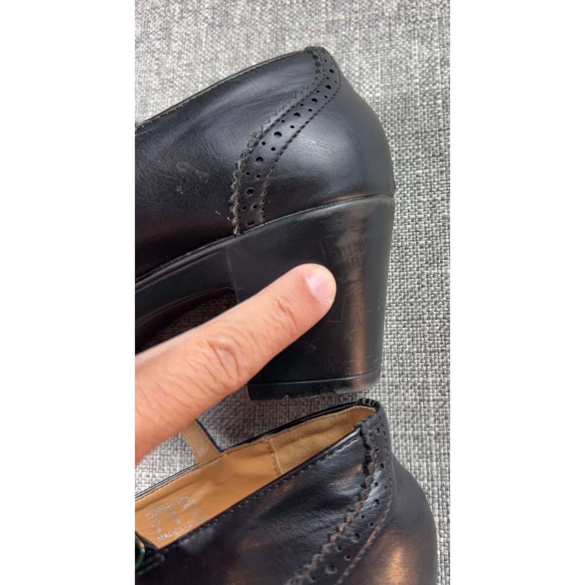 Trary Black Leather T Strap Mary Jane Pumps Womens 8 Brogue Block Heel Gothic