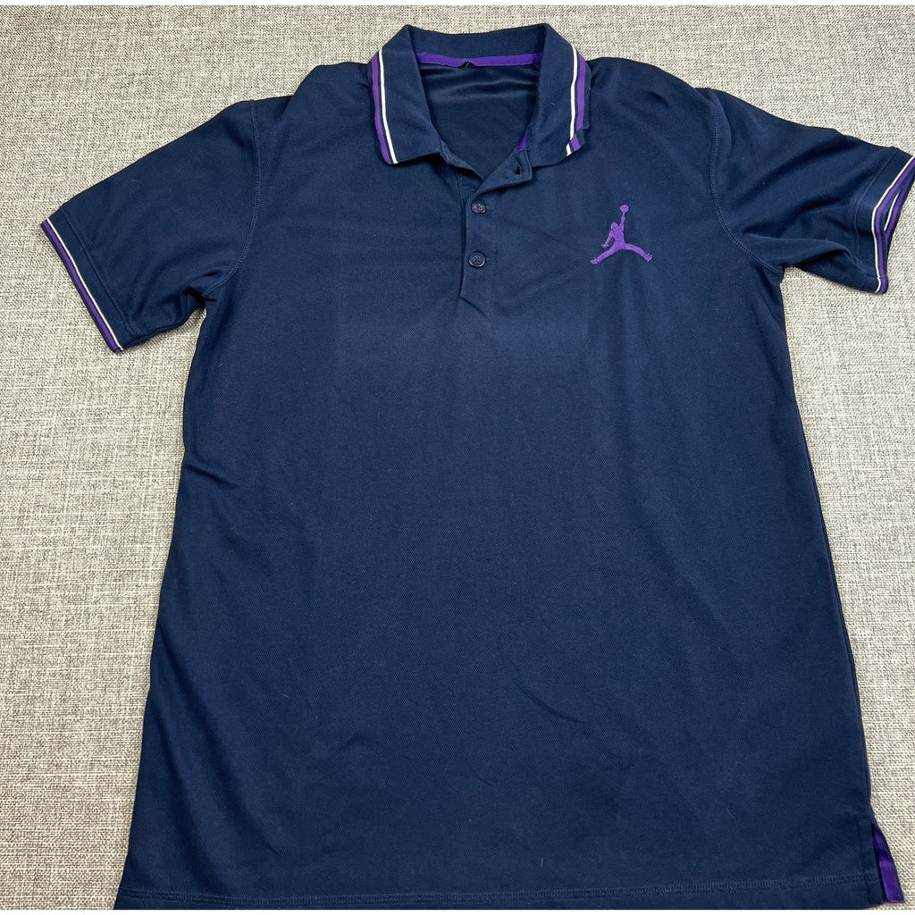 Nike Air Jordan Jumpman Navy Purple Polo Shirt Men’s Large