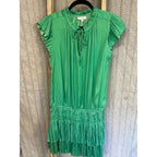 Current Air Los Angeles Green Pleated Mini Dress Womens Medium Ruffle Boho
