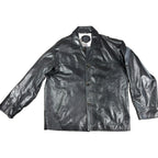 Transmission Leather Company Black Genuine Leather Jacket Mens XL Car Coat Y2K