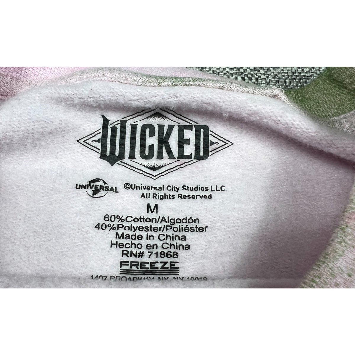 Wicked Elphaba Graphic Tie Dye Sweatshirt Adult M Pink Green Universal