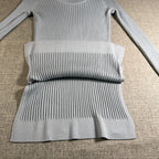 Athleta Women’s XS Ribbed Long Sleeve Top Light Blue Gray Stretch Fitted Tunic