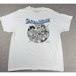 Sailor Moon T Shirt Mens XL Pretty Guardian Anime Sailor Scouts White Graphic T