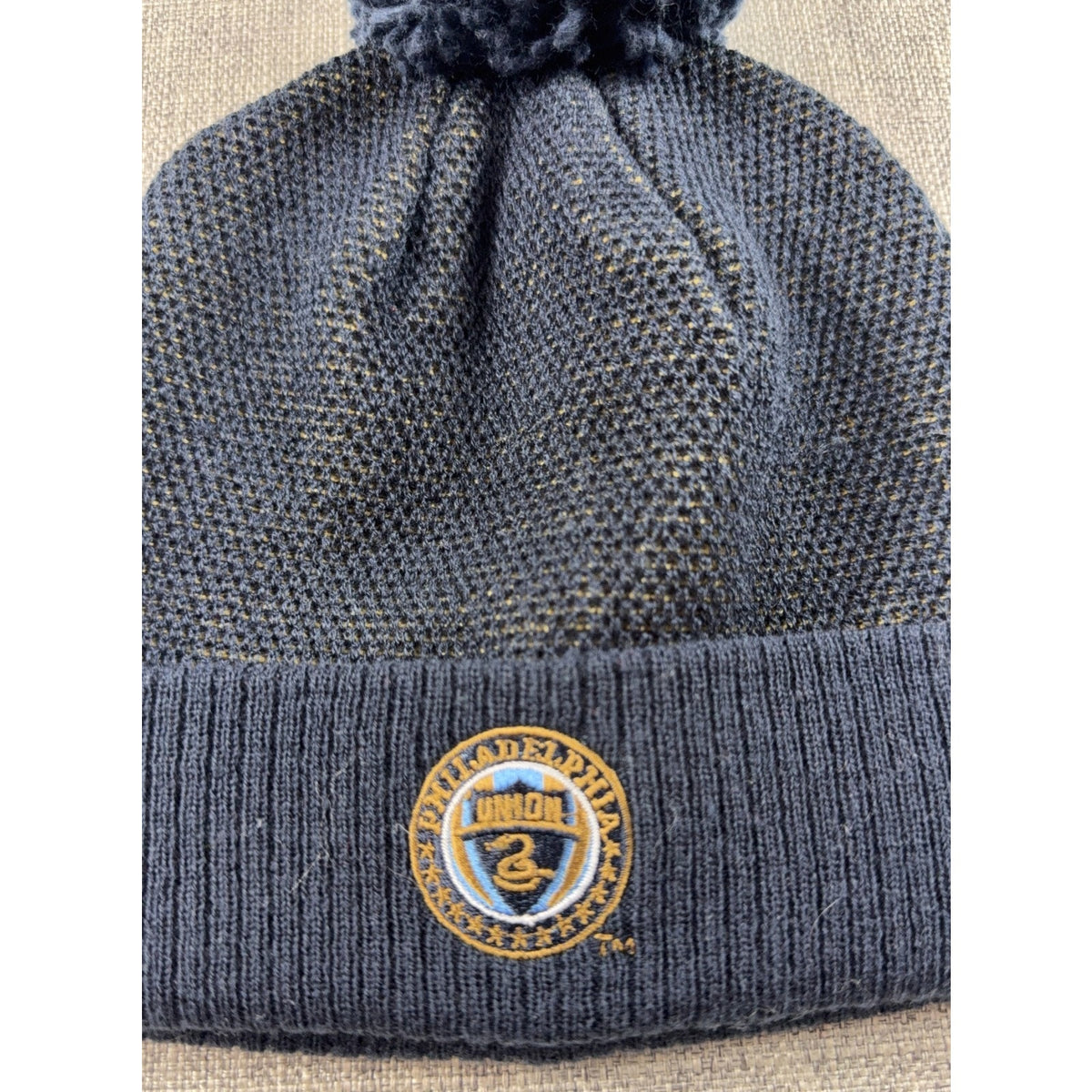 Philadelphia Union Adidas MLS Pom Beanie Knit Hat Navy Gold 2016 Soccer