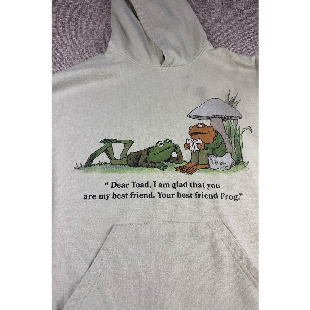 Frog and Toad Hoodie Mens Medium Sage Green Best Friends Graphic Pullover