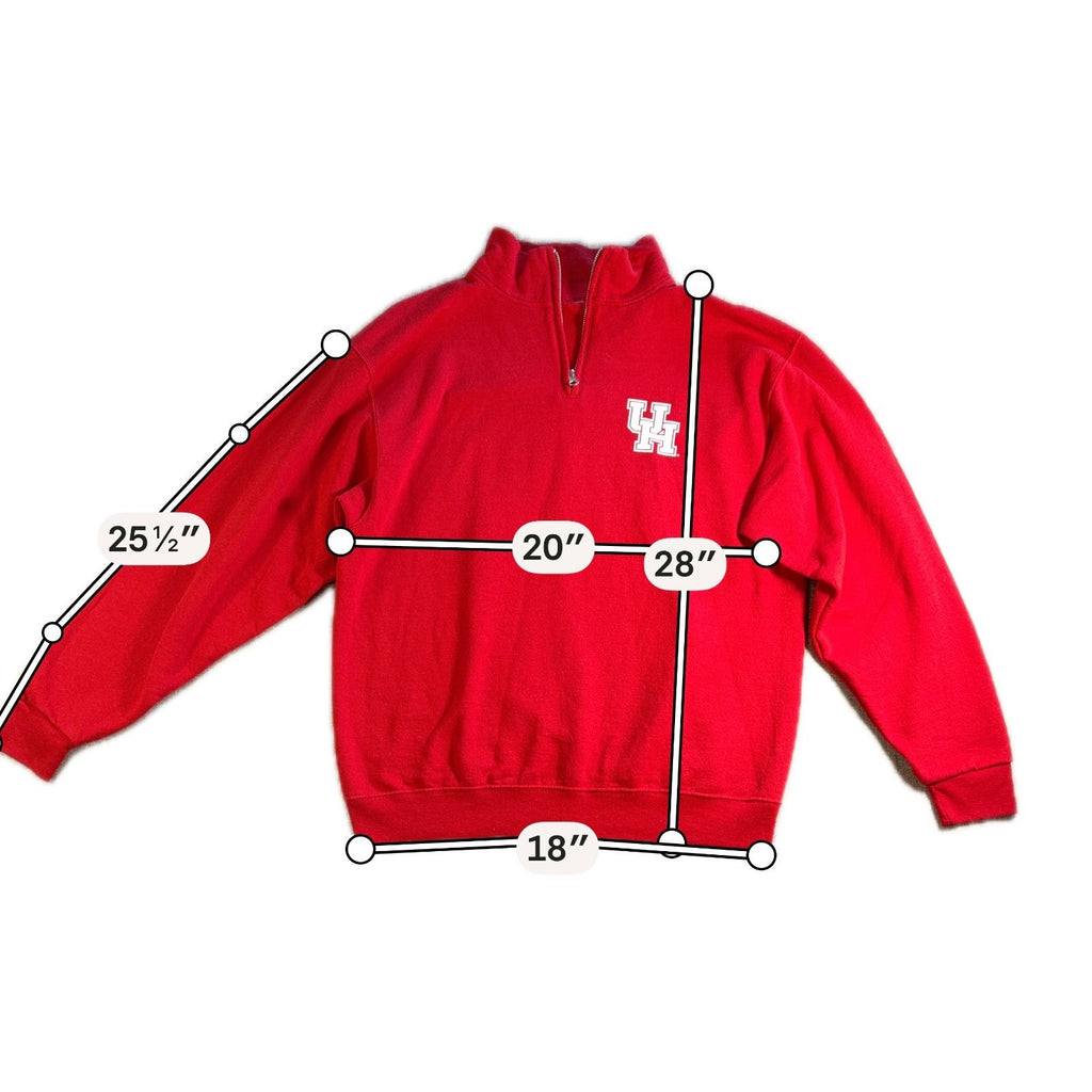 University of Houston Cougars Quarter Zip Sweatshirt Mens M Red UH Pullover