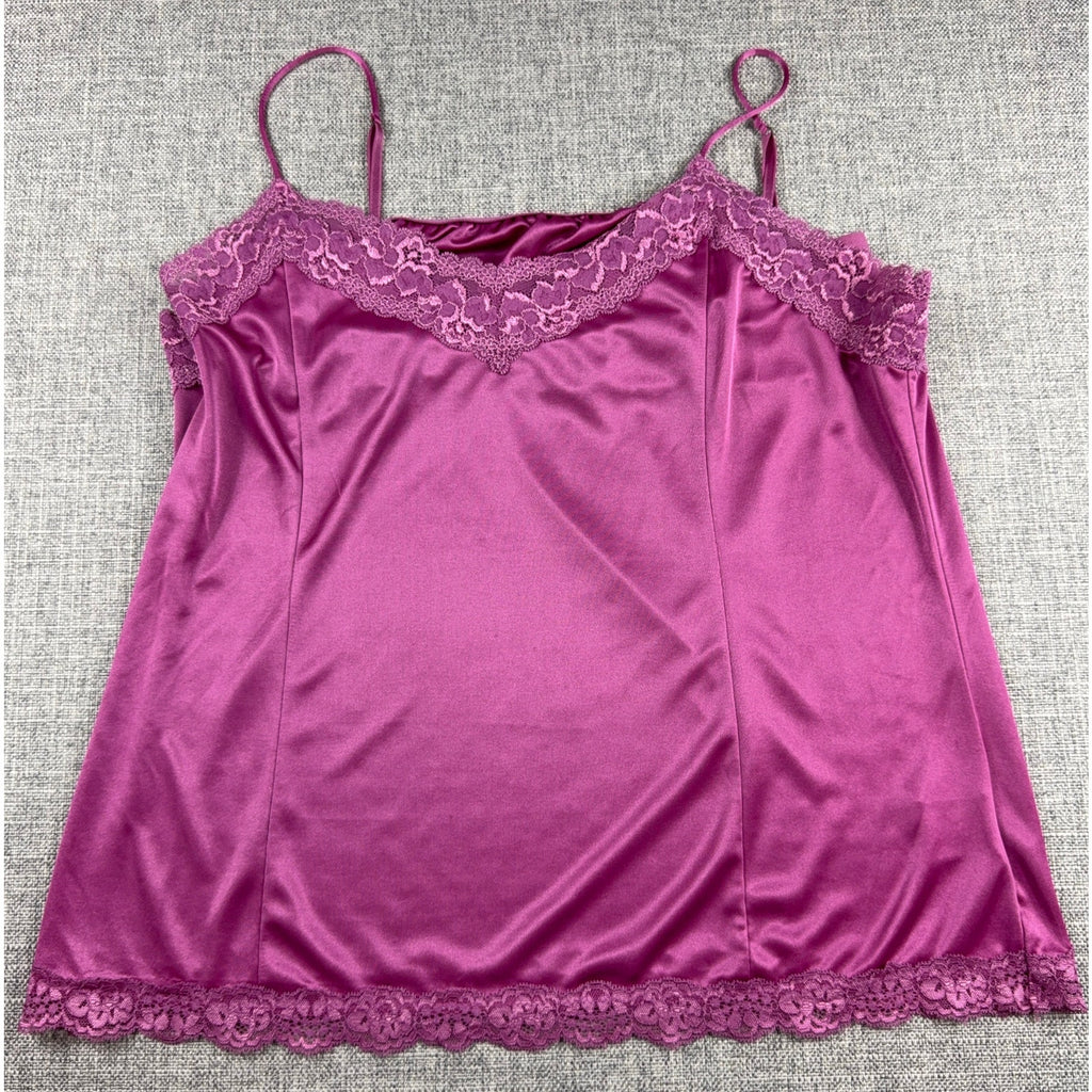 Y2K Worthington Satin Lace Camisole Set XL Purple Berry Cami Tops