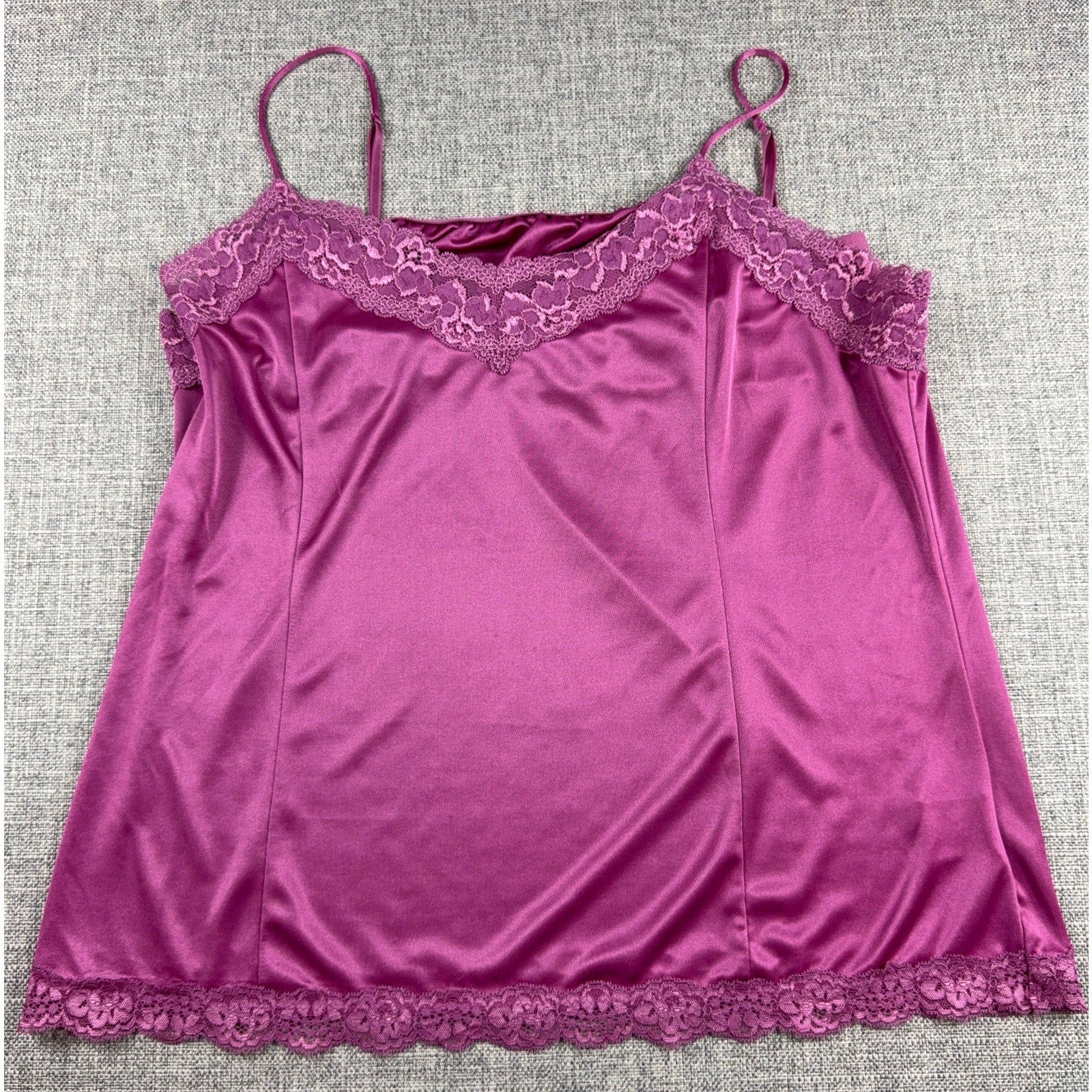 Y2K Worthington Satin Lace Camisole Set XL Purple Berry Cami Tops