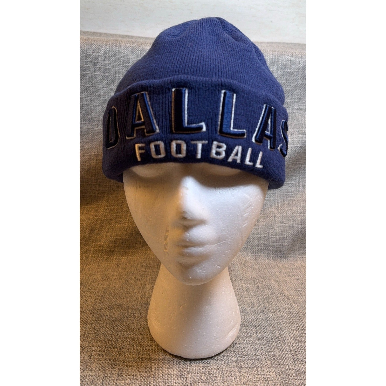 Dallas Football Knit Beanie Hat Lot of 2 Navy Gray Pom Cuffed Winter