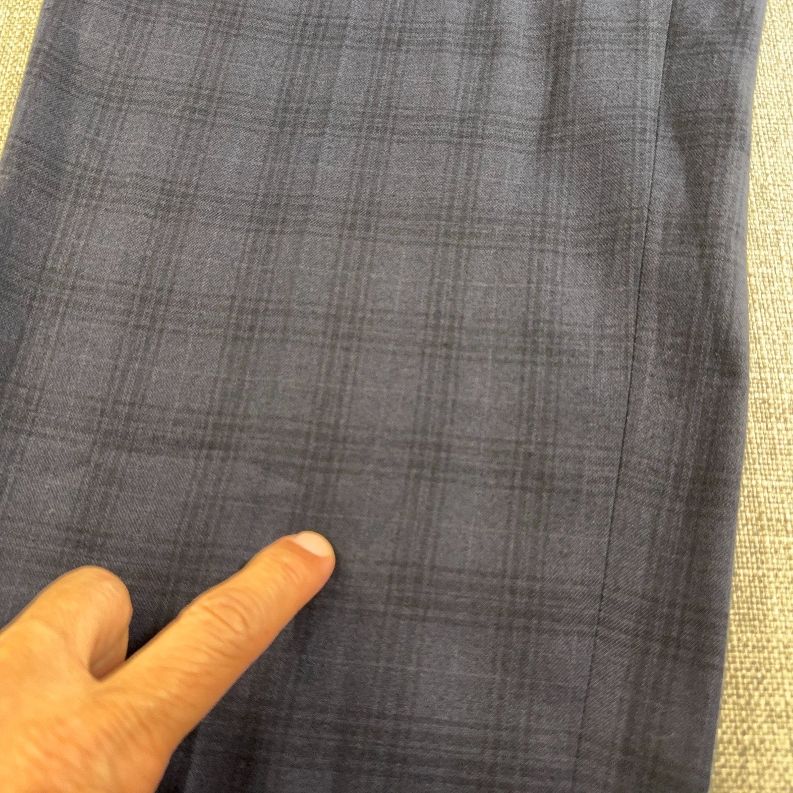 Ralph Lauren Mens Dress Pants 36x30 Navy Plaid Pleated Cuffed Stretch