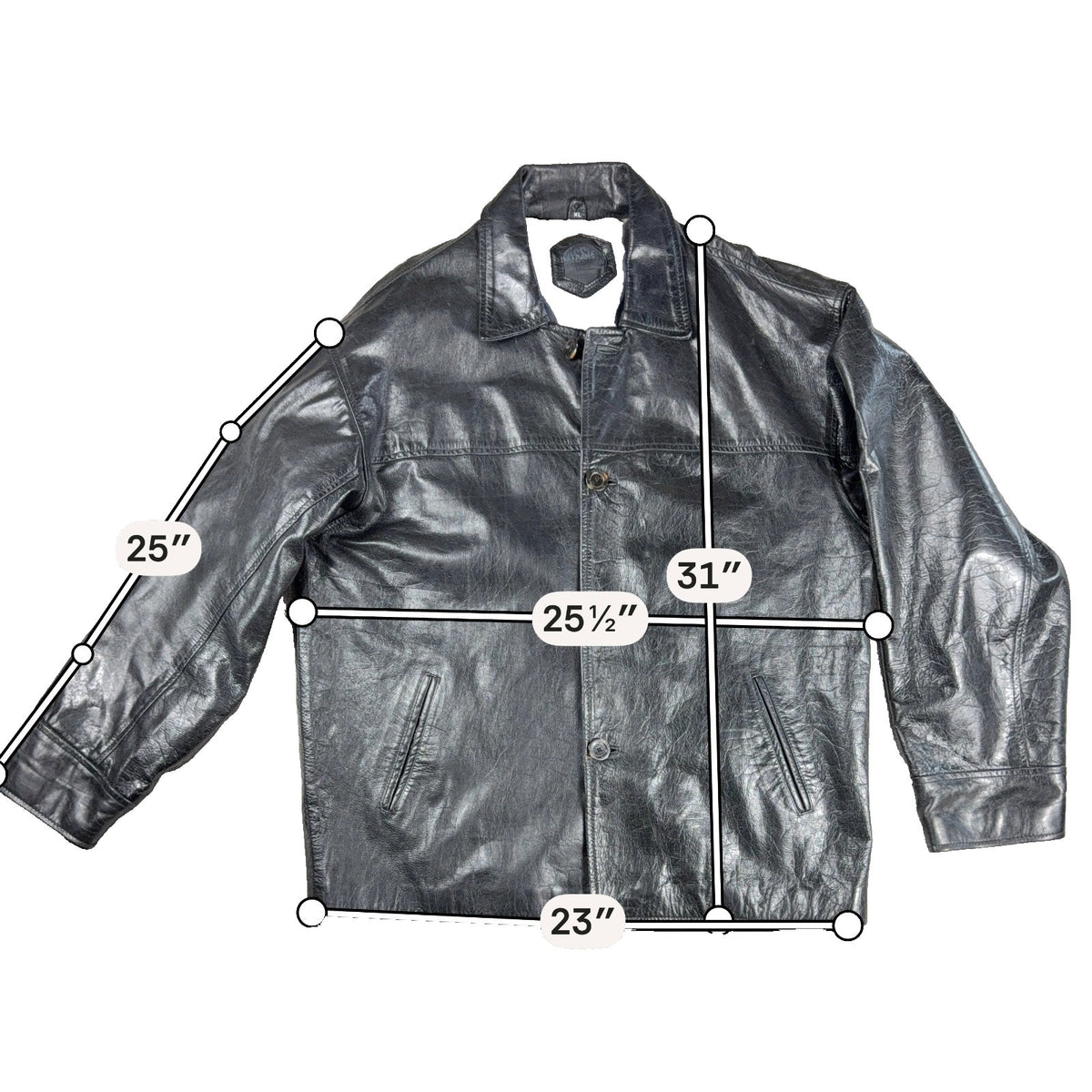 Transmission Leather Company Black Genuine Leather Jacket Mens XL Car Coat Y2K