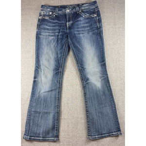 Miss Me Womens 31 Bootcut Jeans Rhinestone Fleur De Lis Y2K Western Bling