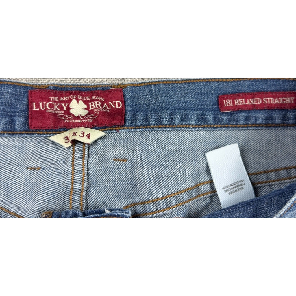 Lucky Brand 181 Relaxed Straight Jeans Mens 31x34 Blue 100% Cotton Denim