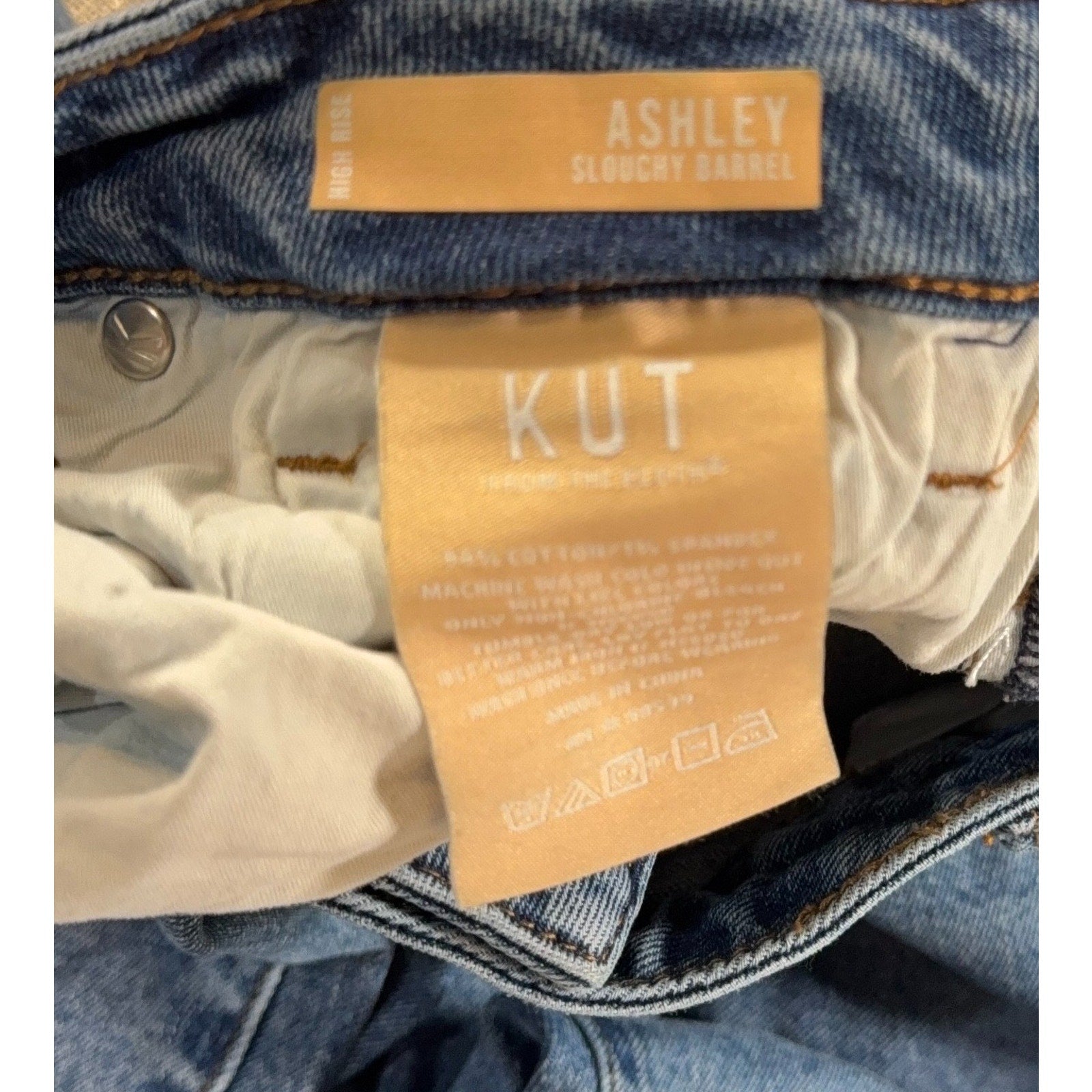KUT From the Kloth Ashley Jeans Women 14P Petite Slouchy Barrel High Rise Blue