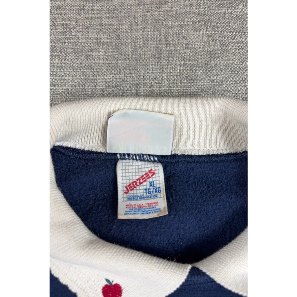 Vintage 90s Morning Sun Cat Sweatshirt XL Jerzees USA Apple Basket Collared