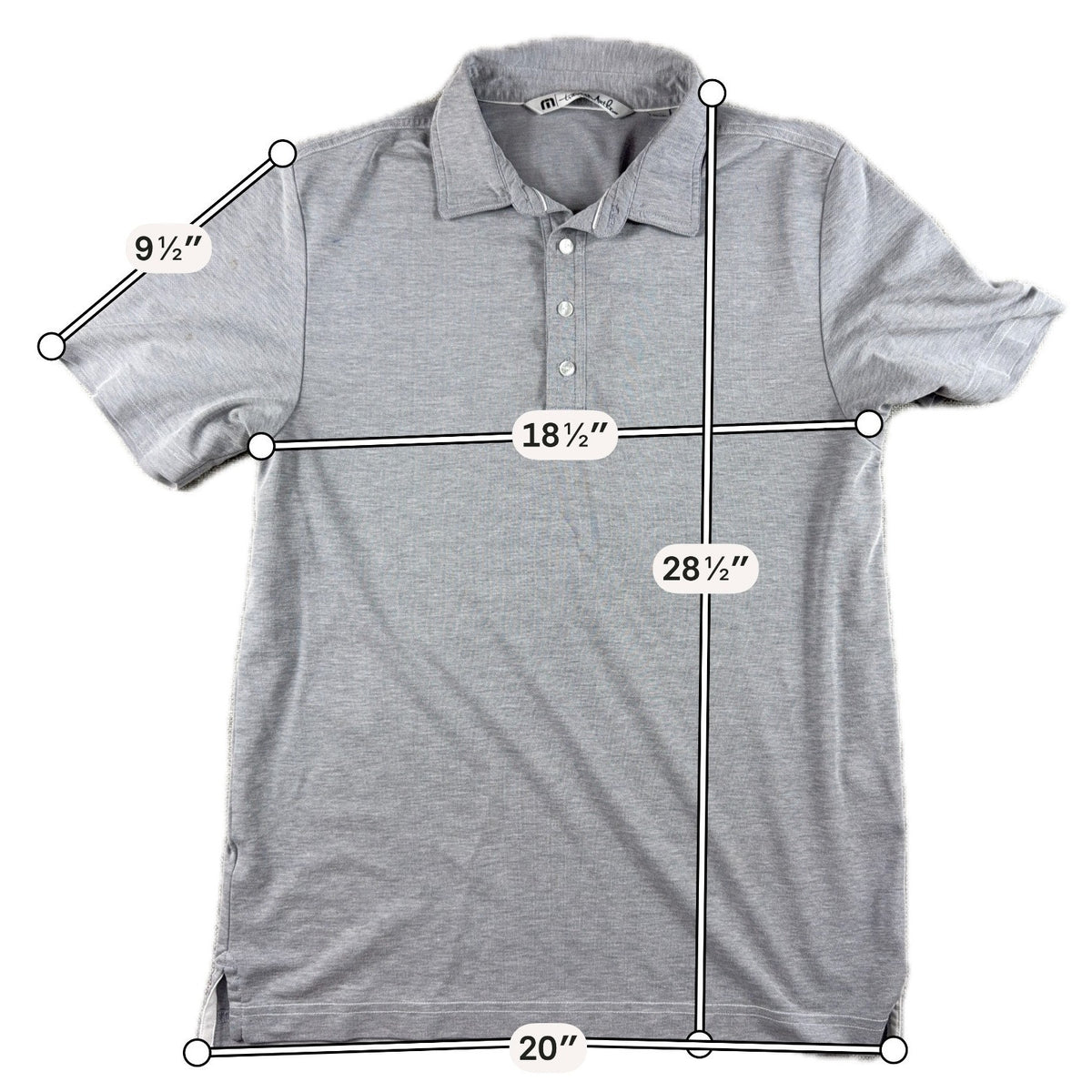 TravisMathew Polo Shirt Mens Medium Gray Golf Performance Short Sleeve