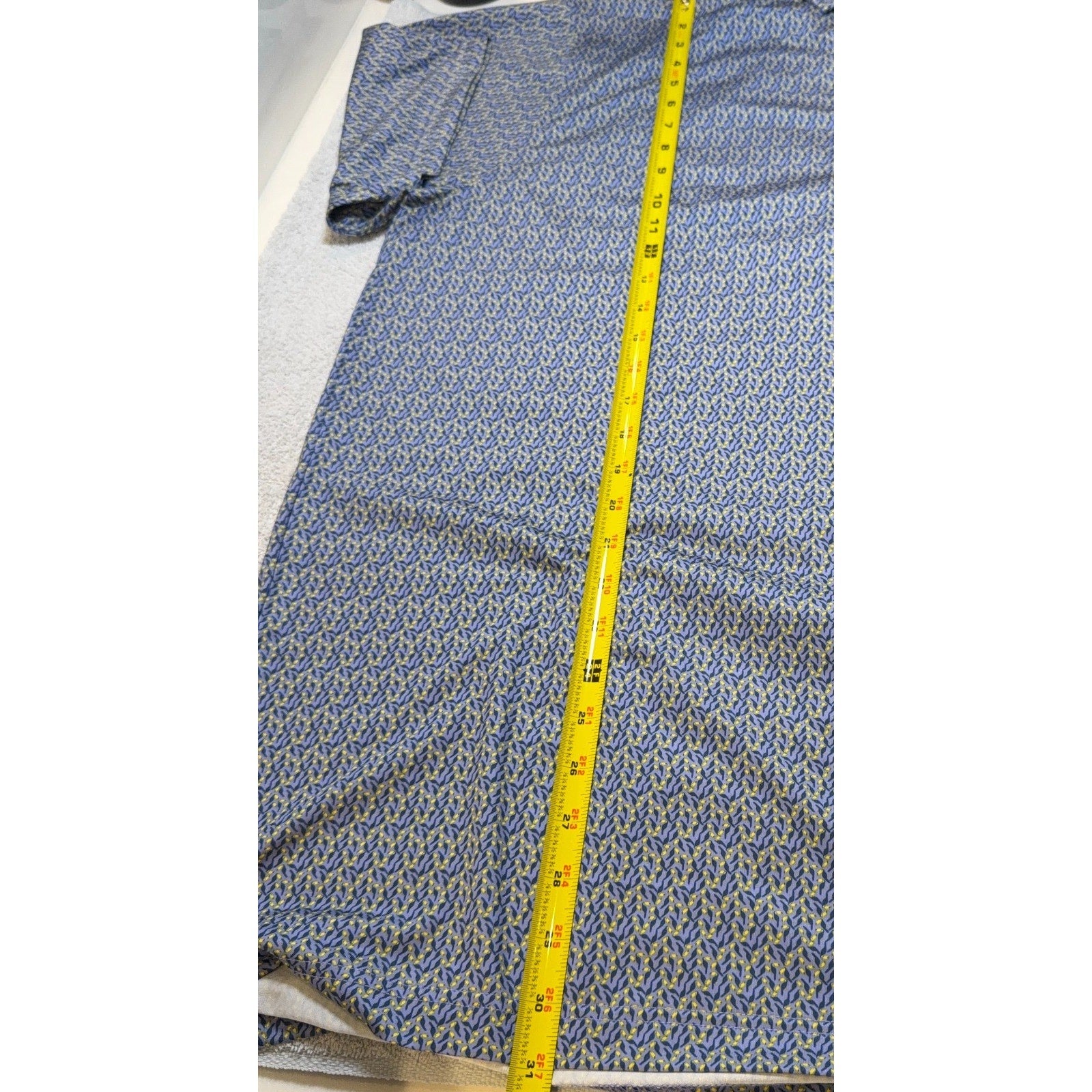 Donald Ross Golf Polo Shirt Mens XLT Blue Yellow Print Stretch Performance 1896