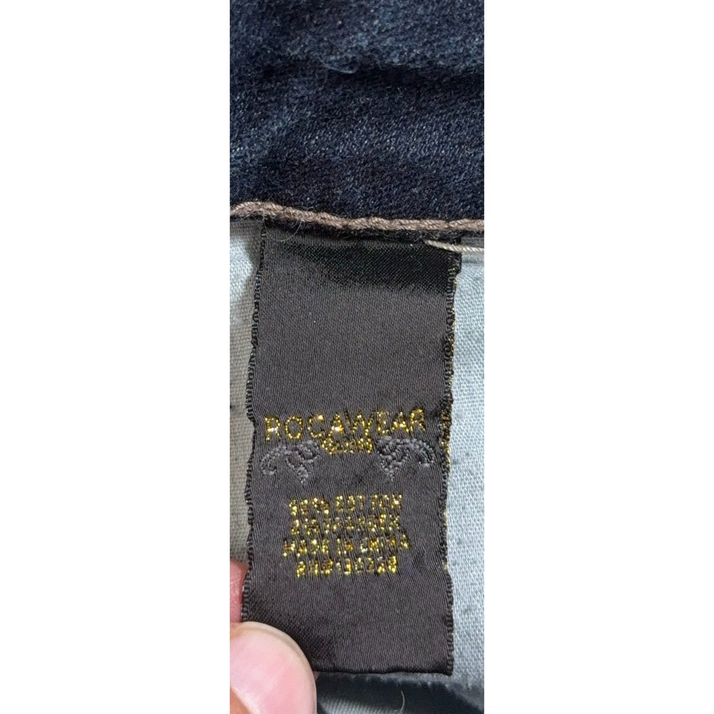 Rocawear Womens Jeans Size 7 Dark Wash Slim Straight Y2K Embroidered Pockets