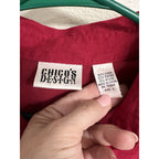 Chico’s Design Red Linen Blend Button Up Blouse Women’s Size 1 Lightweight Top