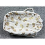 Large Gold Pineapple Canvas Beach Tote Bag Rope Handles Zip Top Cream