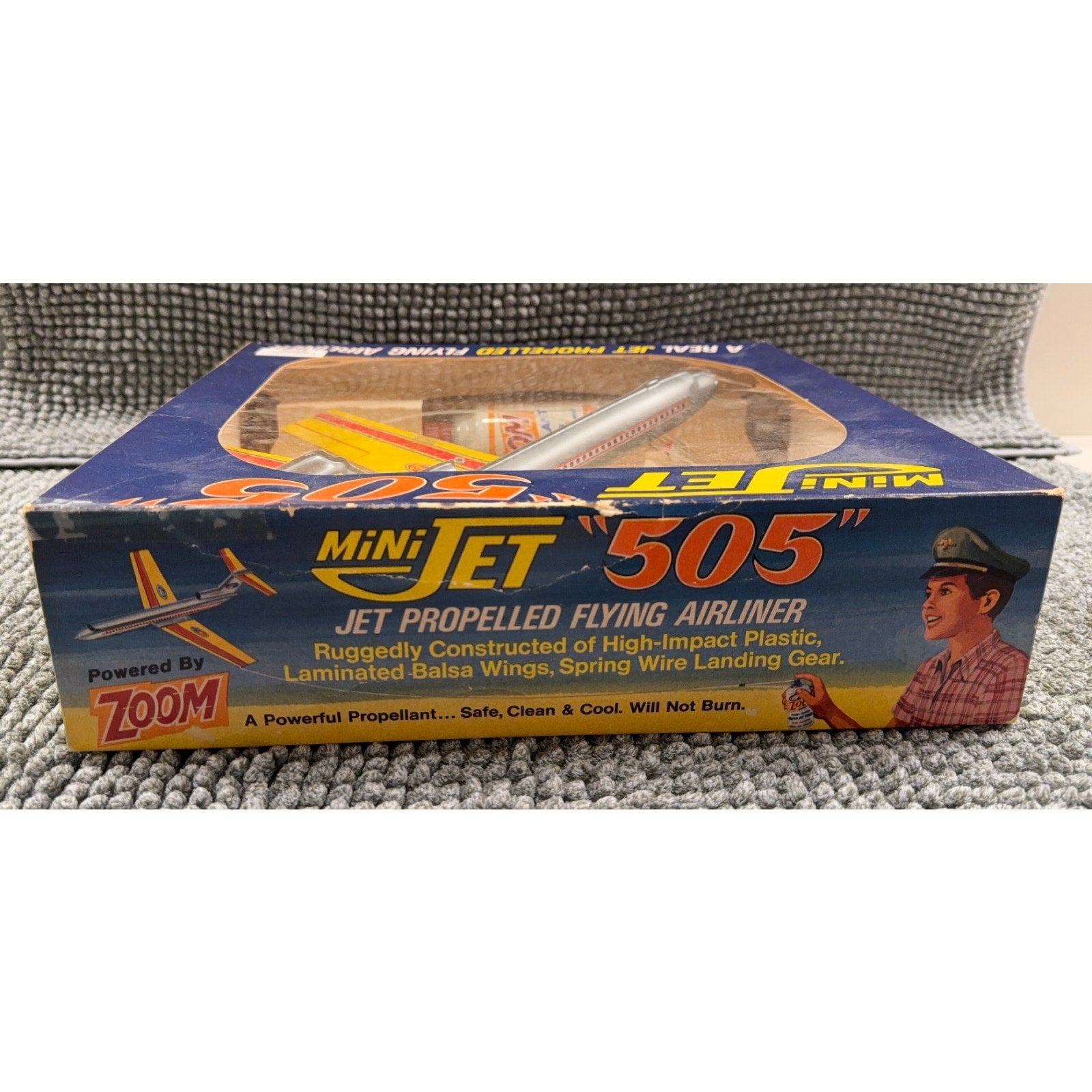 1970 Victor Stanzel Mini Jet 505 ZOOM Jet Propelled Airliner Toy Plane Boxed