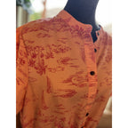Lands’ End Women’s Medium Pink Tropical Midi Dress Rayon Blend Island Print Belt