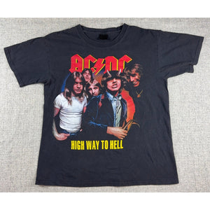 AC/DC Highway to Hell Band T Shirt Black Graphic Tee Rock Music Mens L XL