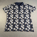 Mizzen+Main Polo Shirt Mens 2XL XXL Classic Navy Floral Performance Golf