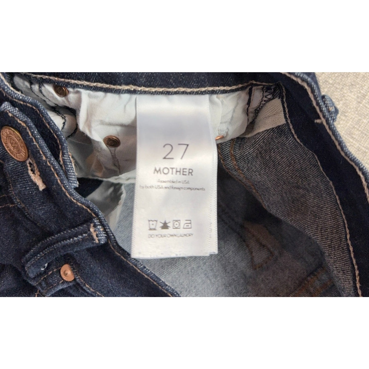 MOTHER The Swooner Crop Fray Jeans Womens 27 Dark Wash High Rise Raw Hem