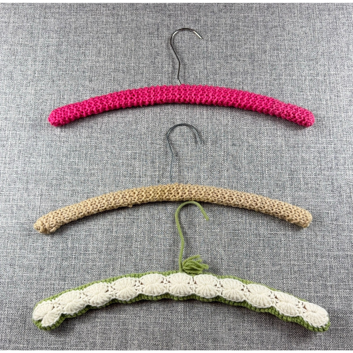 Crochet Covered Clothes Hangers Set of 3 Cottagecore Grannycore