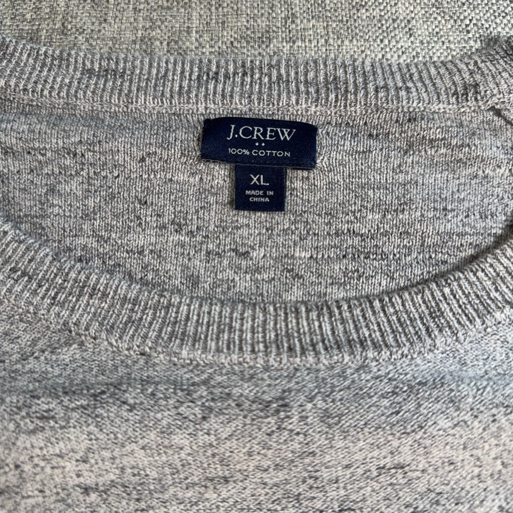 J Crew Mens XL Gray 100% Cotton Raglan Crewneck Sweater Heather Knit