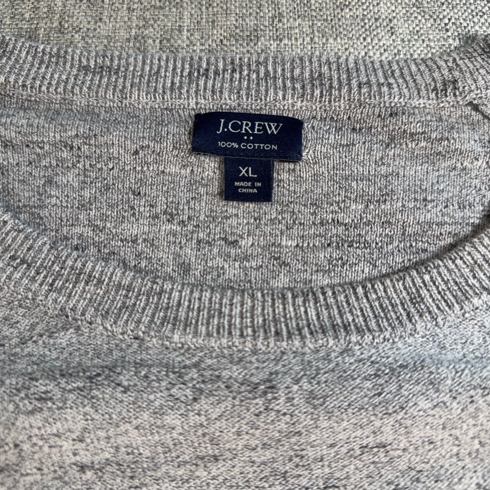 J Crew Mens XL Gray 100% Cotton Raglan Crewneck Sweater Heather Knit