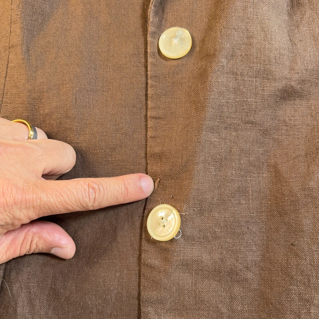 Lauren Ralph Lauren Womens 20W Brown Linen Blazer Oversized Patch Pocket