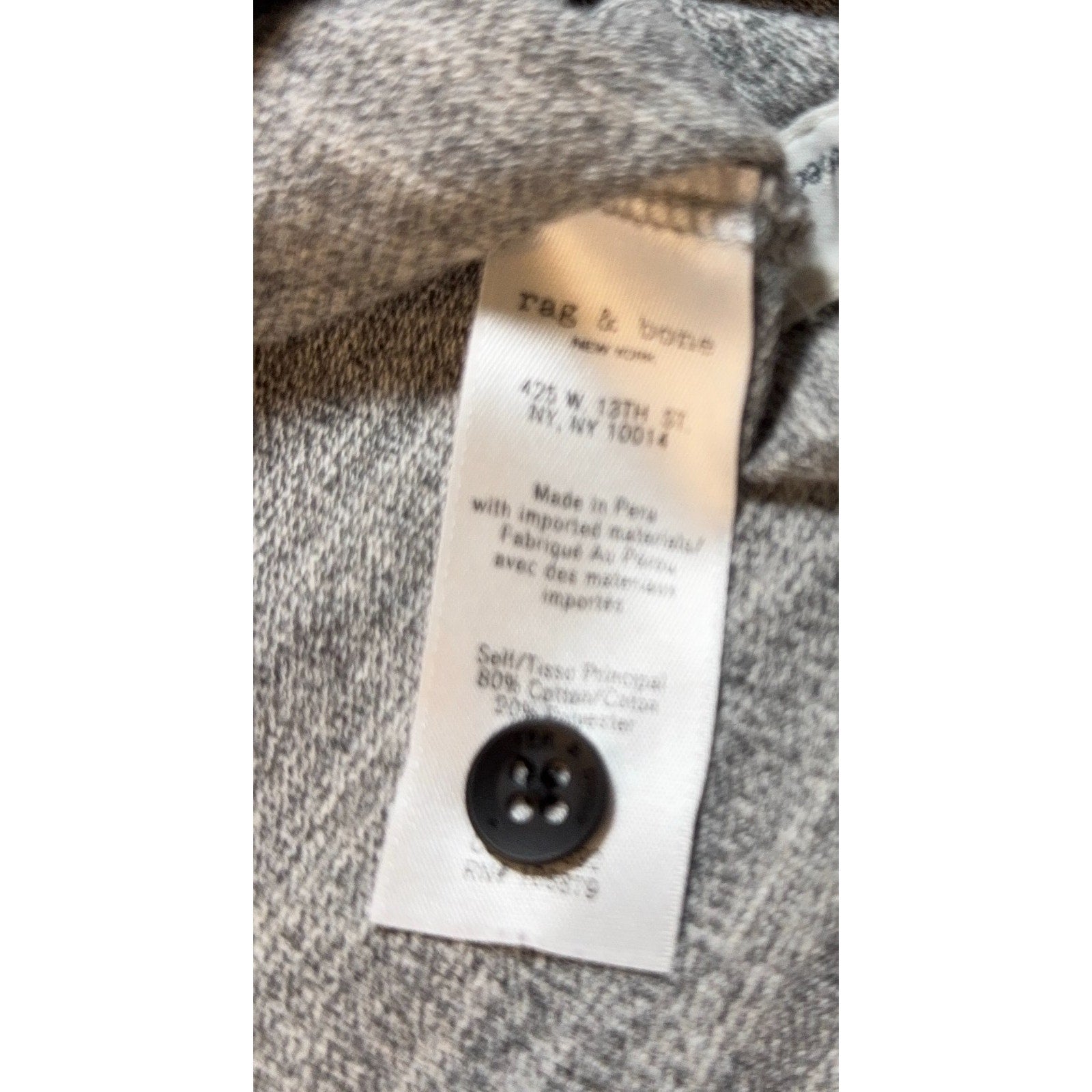 Rag & Bone Standard Issue Men's L Gray Heather Logo Polo Cotton Blend Peru