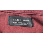 Zara Man Mens XL Paisley Polo Shirt Burgundy Blue Short Sleeve Portugal