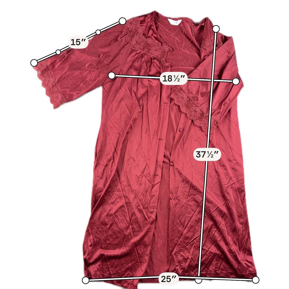 Vintage Henson Kickernick Nightgown Peignoir Robe Set M Burgundy Lace Nylon