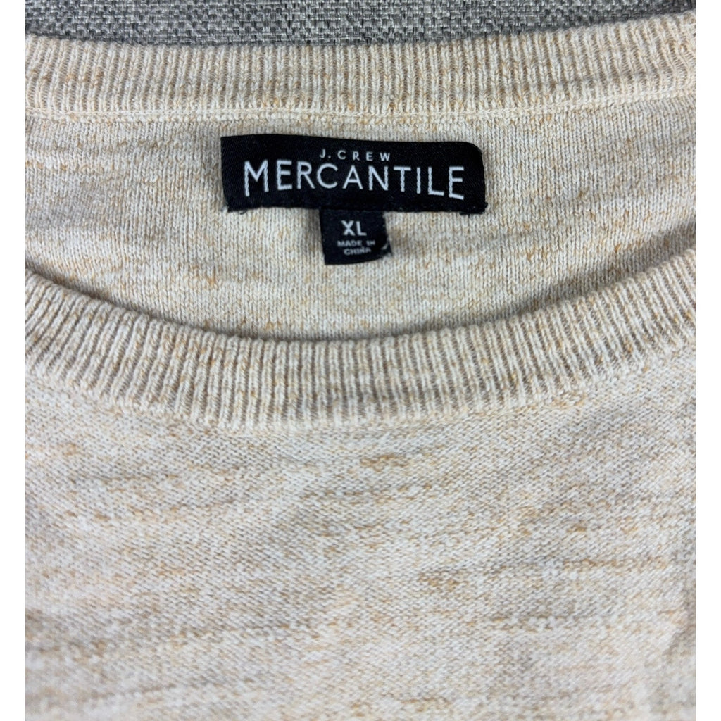 J Crew Mercantile Sweater Mens XL Oatmeal Beige 100% Cotton Crewneck Raglan