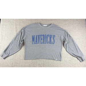 47 Brand Dallas Mavericks Crop Sweatshirt Womens M Gray Ribbed NBA Boxy