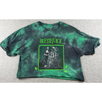 Beetlejuice Tie Dye Crop T Shirt M Green Black Movie Horror Goth Graphic Tee