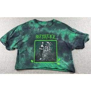 Beetlejuice Tie Dye Crop T Shirt M Green Black Movie Horror Goth Graphic Tee