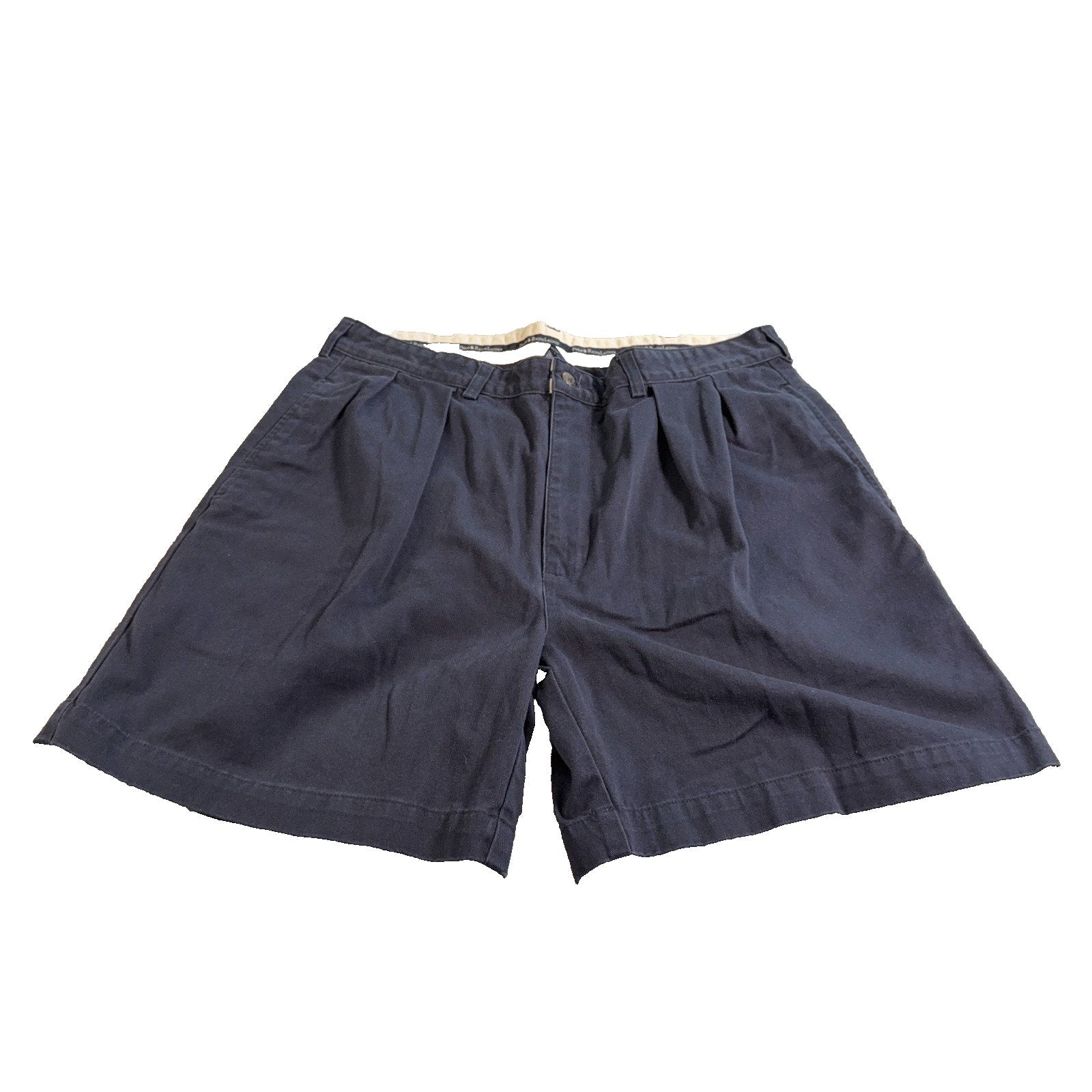 Polo Ralph Lauren Polo Chino Shorts Mens 33 Navy Pleated Cotton 7” Inseam