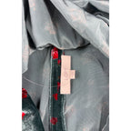 NWT LOFT Women M Green Velvet Floral Halter Top Red Rose Sleeveless Holiday