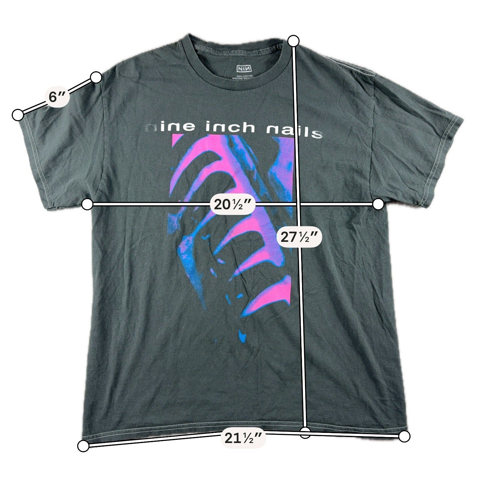 Nine Inch Nails NIN Pretty Hate Machine Tee M/L Gray Pink Blue Graphic