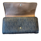 Michael Kors Brown MK Logo Snap Wallet Bifold Continental Zip Pocket Preowned