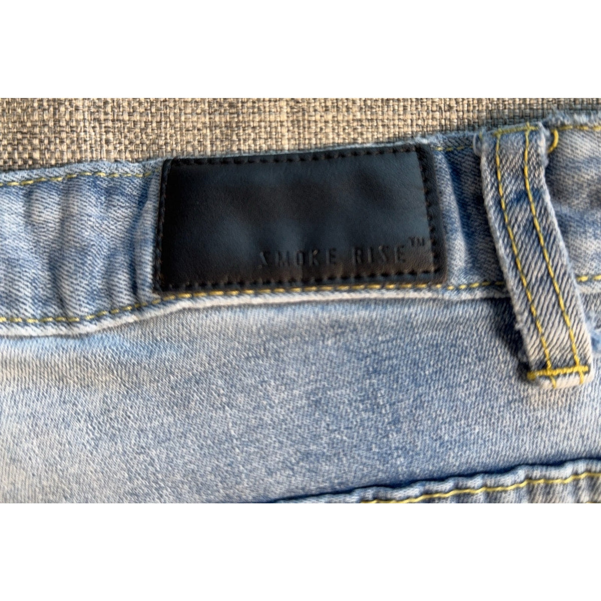 Smoke Rise Jeans Mens 38x34 Graffiti Paint Splatter Distressed Stretch Denim