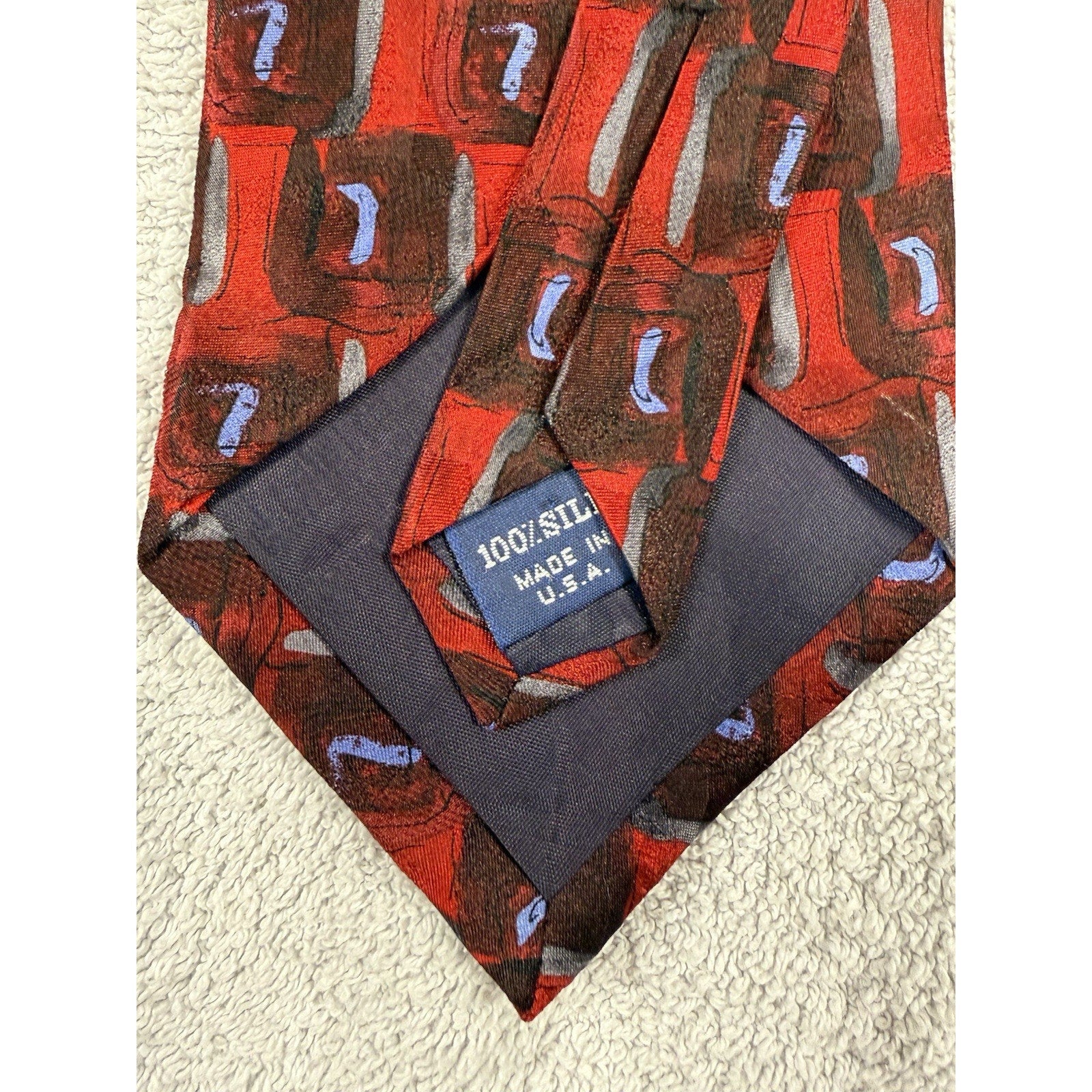 Vintage Cocktail Colors Silk Tie Abstract Red Black Retro USA Made Necktie