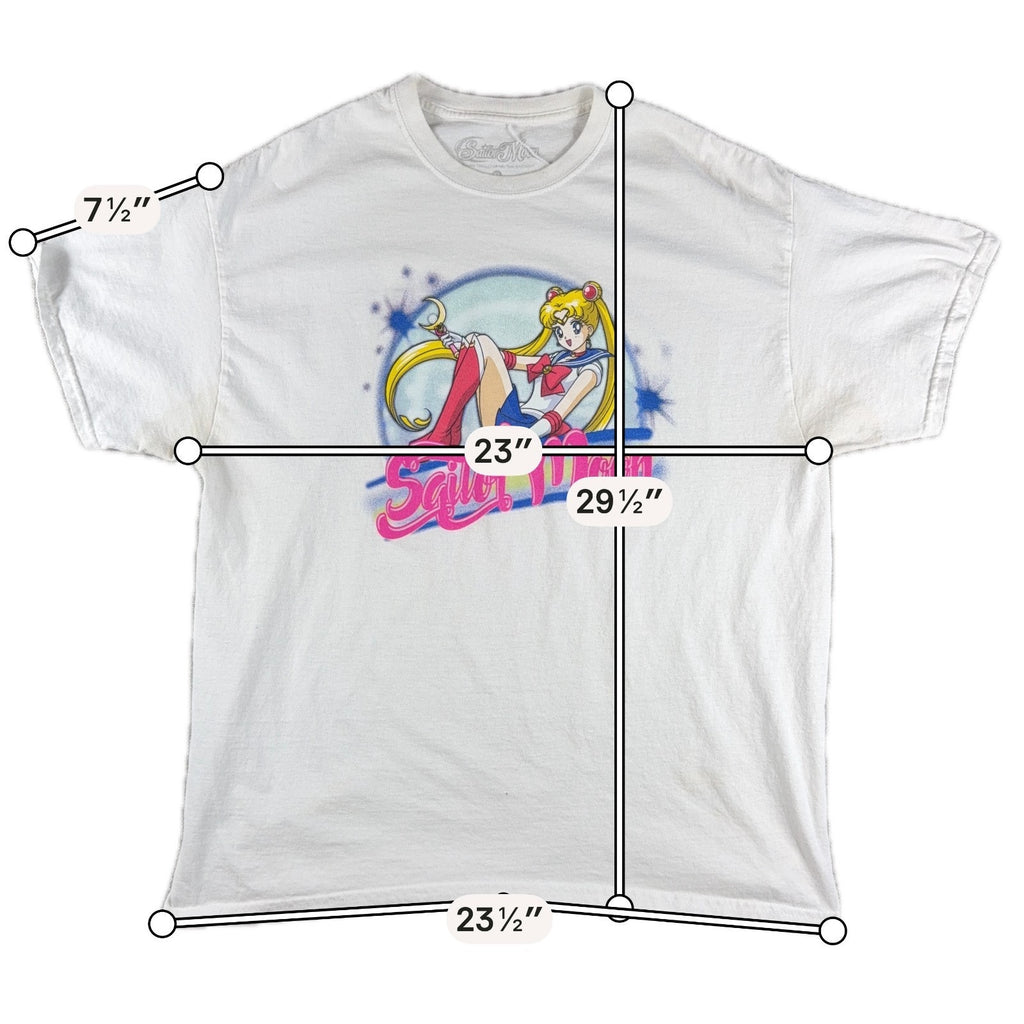 Sailor Moon Graphic T Shirt Mens XL Anime Manga White Usagi Retro Style