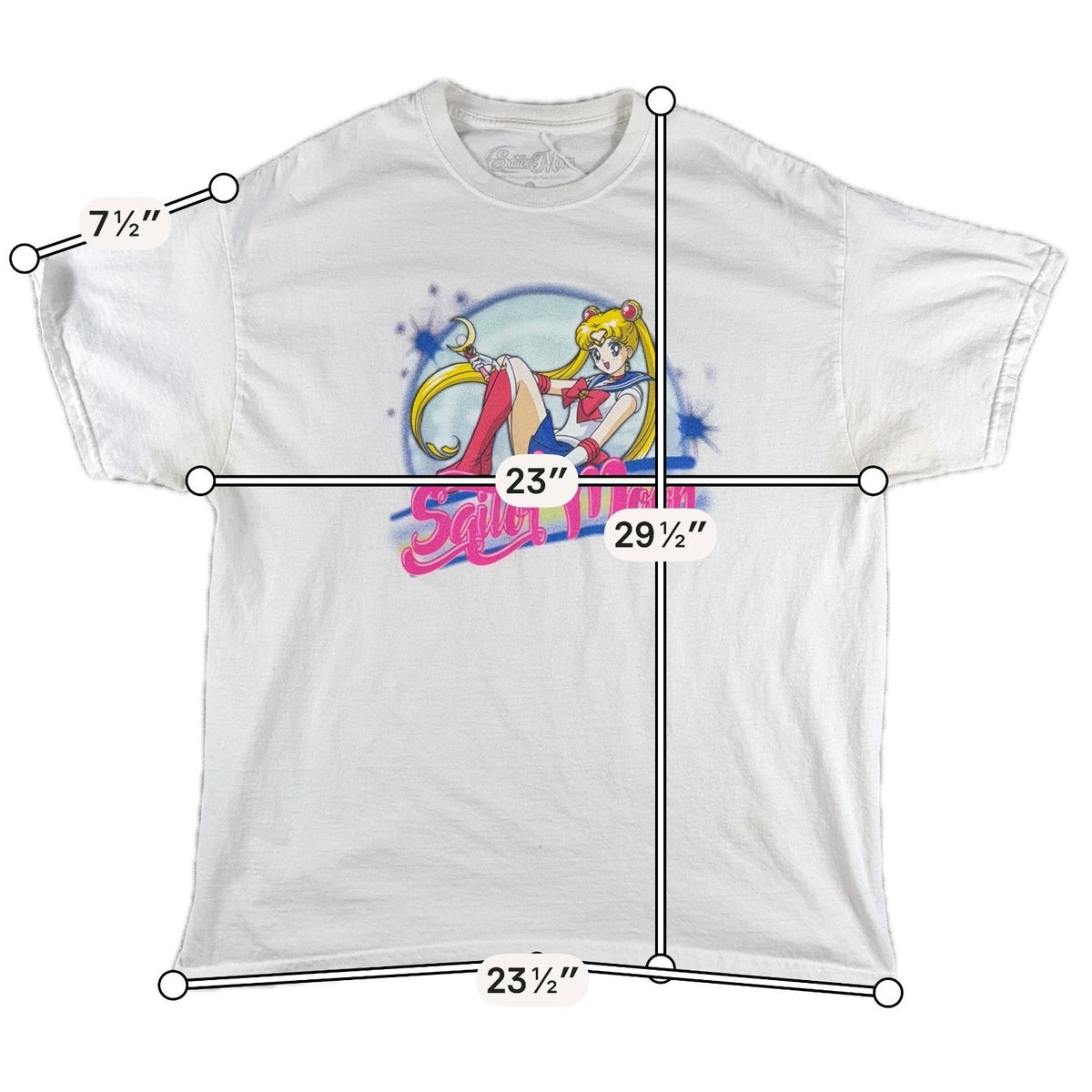 Sailor Moon Graphic T Shirt Mens XL Anime Manga White Usagi Retro Style
