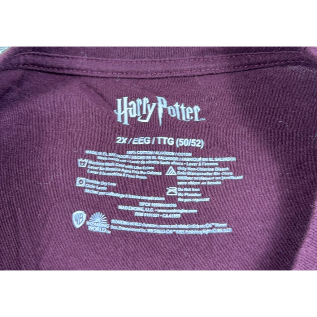 Harry Potter Hogwarts Alumni Burgundy Long Sleeve T Shirt 2X 50/52